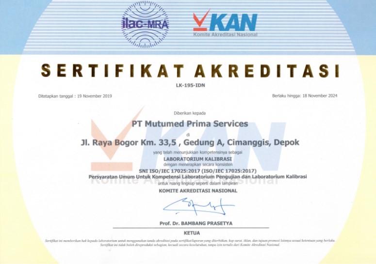 sertifikat akreditasi KAN PT Mutumed Prima Services