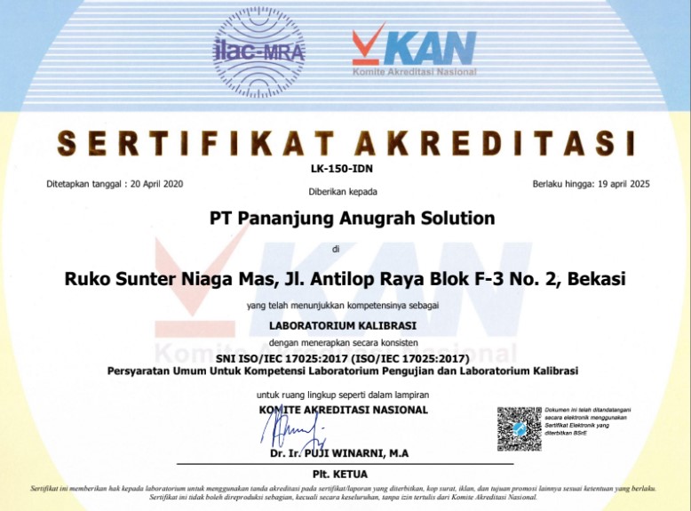 sertifikat akreditasi KAN PT Pananjung Anugrah Solution